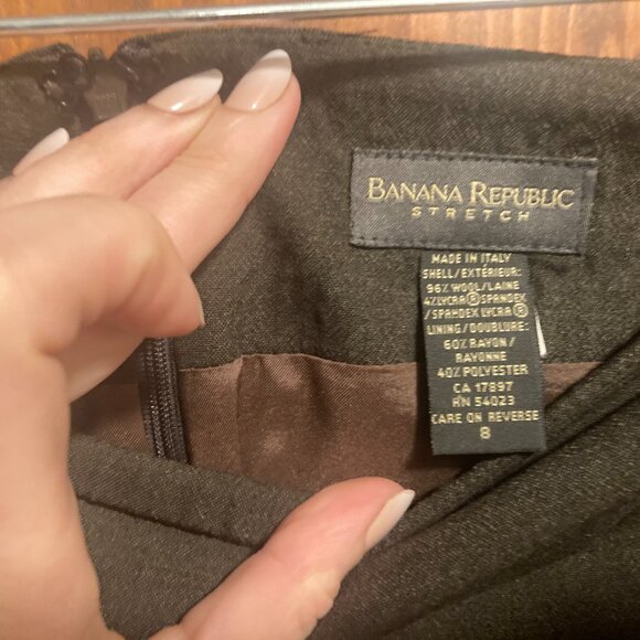 Banana Republic Italian Wool Brown Knee Length Pencil Skirt, size 8 - Picture 2 of 4